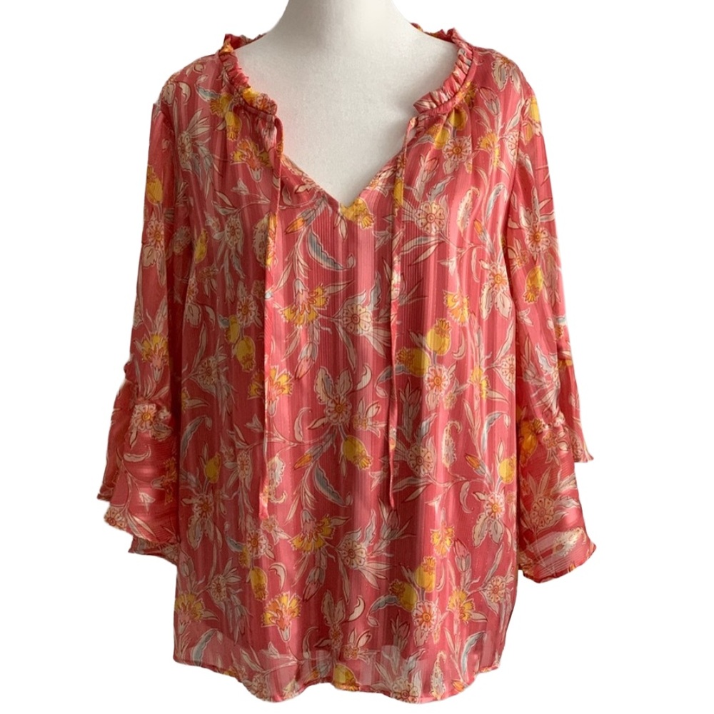 LAUREN CONRAD Women’s Floral Blouse Shirt Top Size: Large